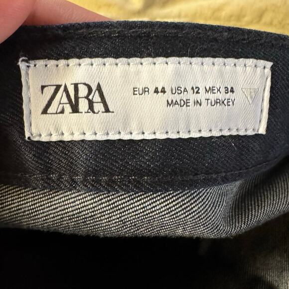 NWT Zara Wide Leg High Waisted Belted Denim Pant Size 12 Pockets - Picture 9 of 10